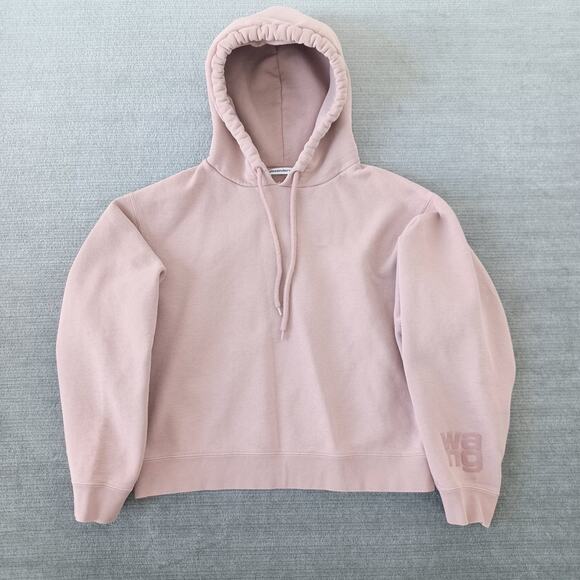 Alexander Wang Hoodie Sweater Womens M Mauve Pink Foundation Terry Logo Casual - Picture 1 of 11